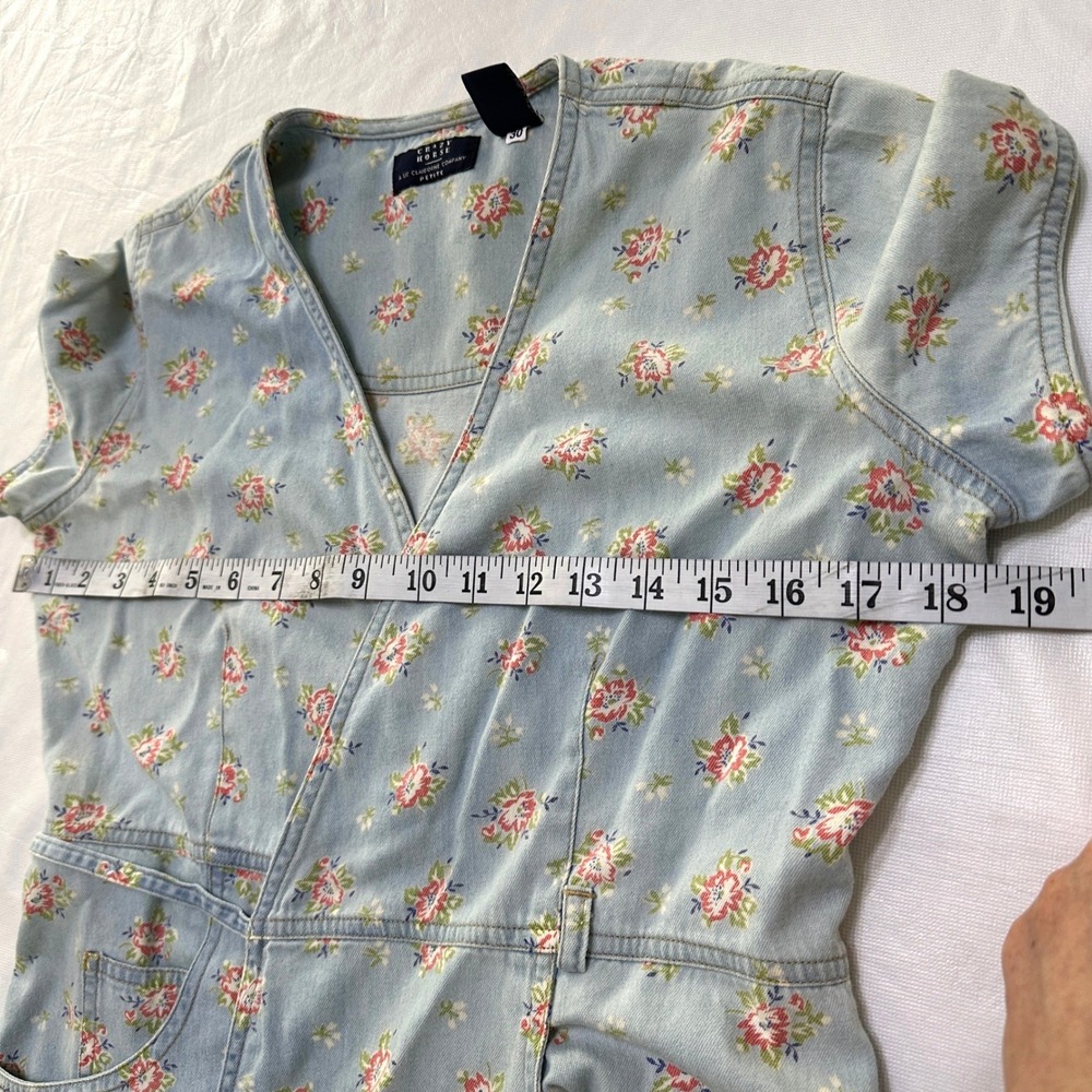 VTG Floral Denim Wrap Midi Dress SP 90s‎ Cottagecore Prairie Boho Ditsy Country - Picture 6 of 10